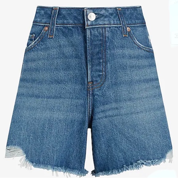 EXPRESS Curvy Mid Rise Button Fly Boyfriend Jean Shorts - Picture 4 of 7
